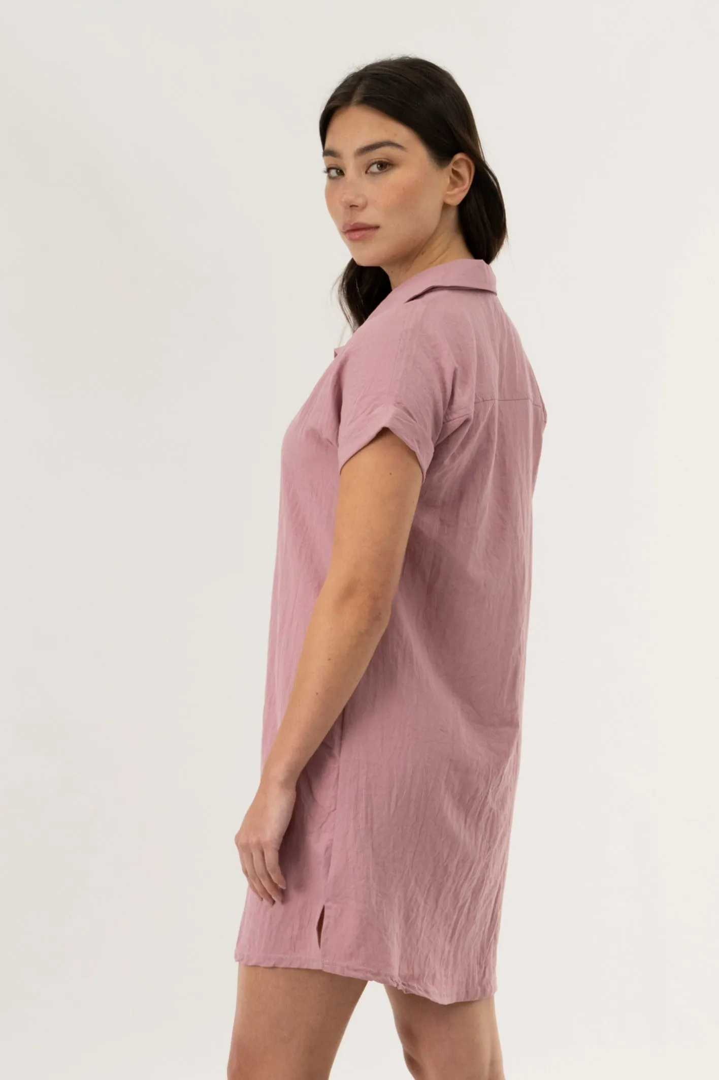 Button Up Short Sleeve Day Dress - Blush sold by Fairweather product image thumbnail 3