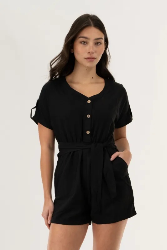 Stylexchange Short Sleeve Romper - Black made by Fairweather