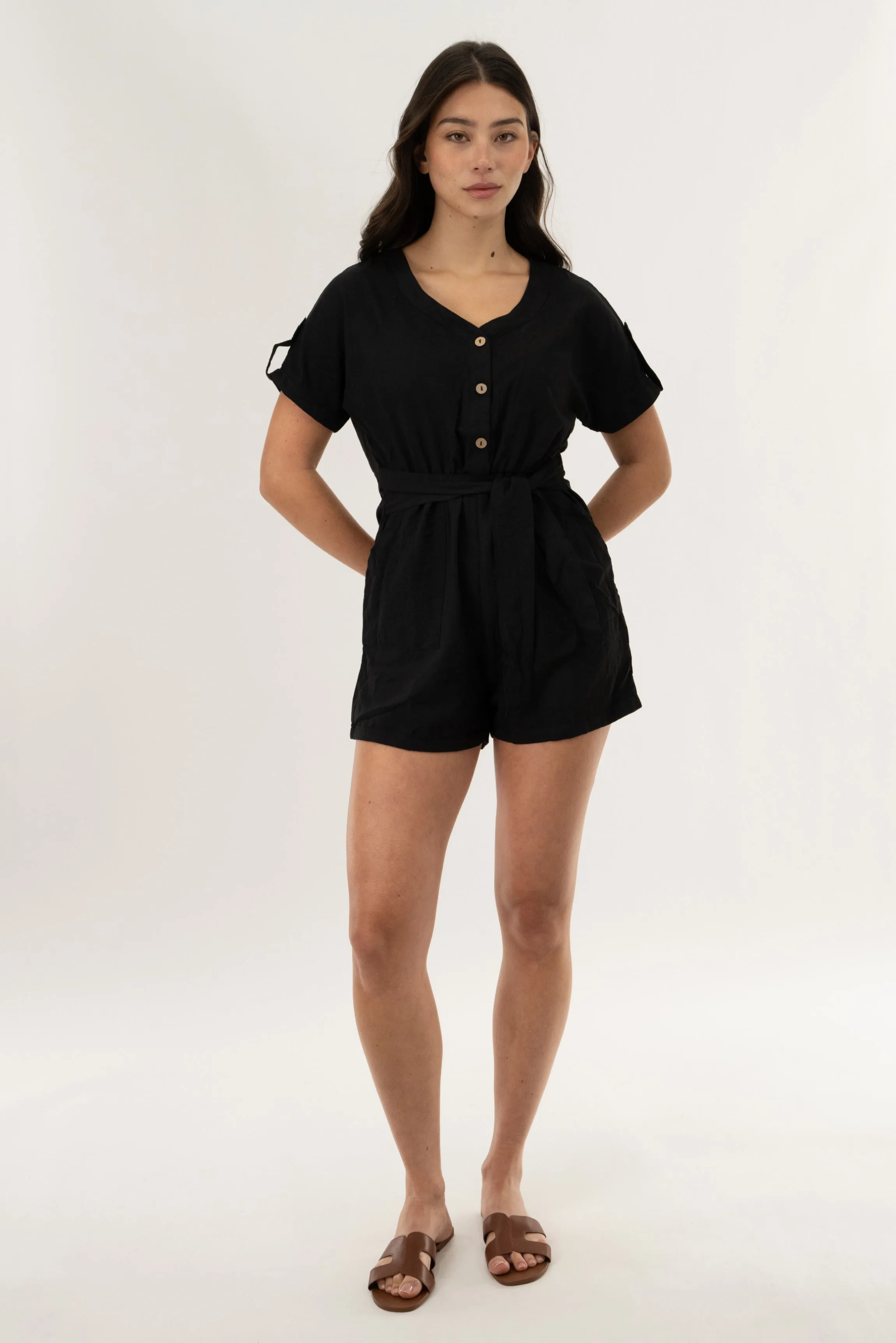 Stylexchange Short Sleeve Romper - Black sold by Fairweather product image thumbnail 5