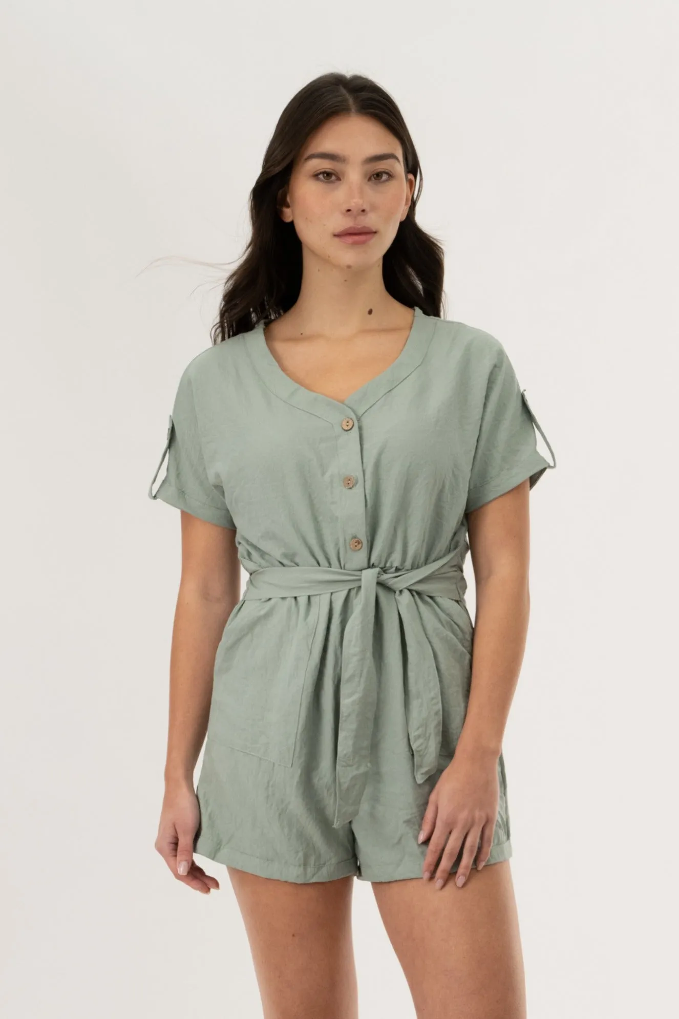 Short Sleeve Romper - Mint sold by Fairweather