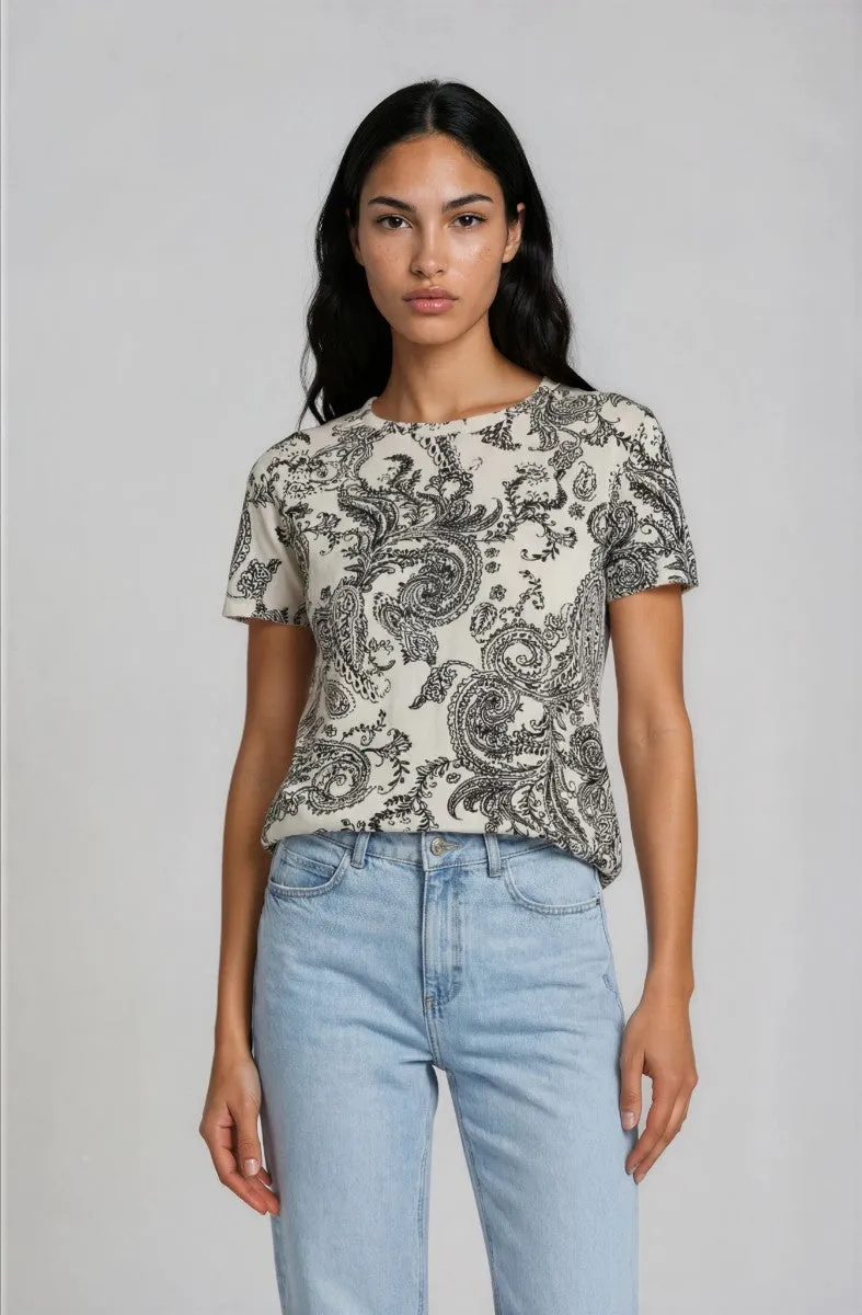 Short Sleeve Crew Neck Tee - Cream sold by Fairweather