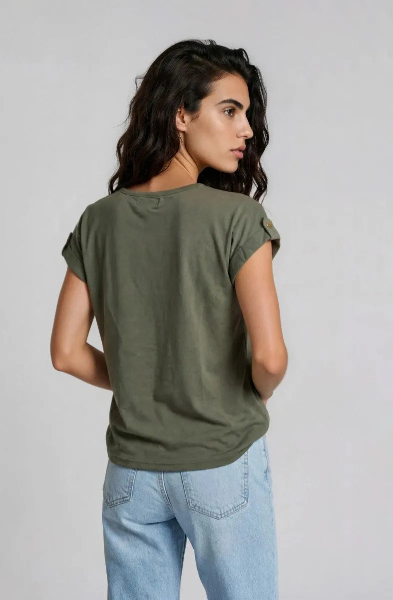 Short Sleeve Crew Neck Top - Olive sold by Fairweather product image thumbnail 2