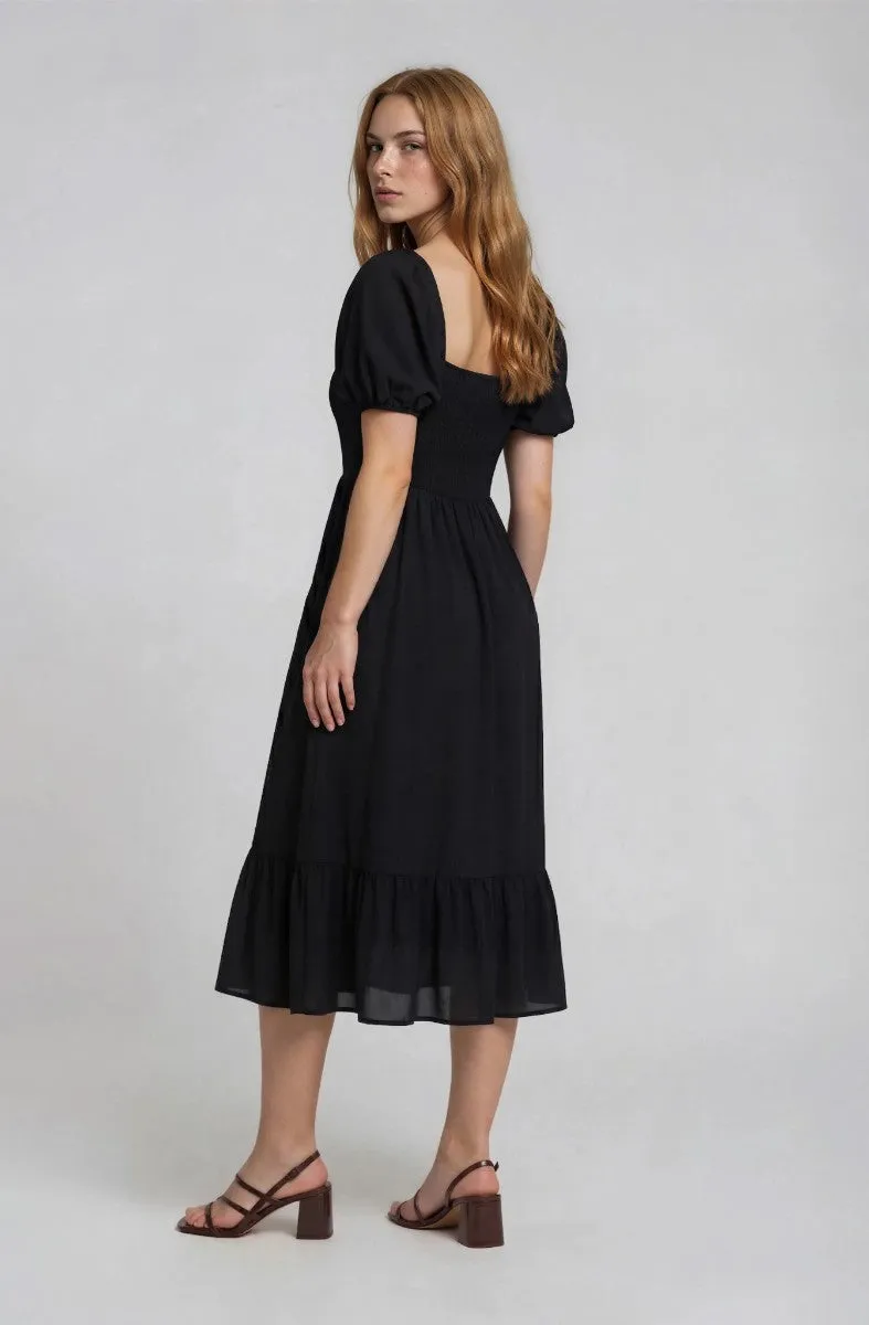 Pleated Puff Sleeve Dress - Navy sold by Fairweather product image thumbnail 2