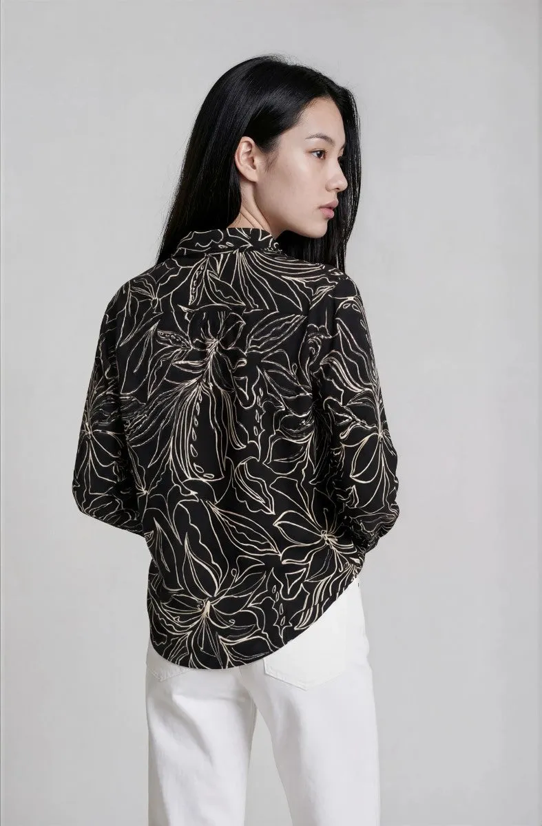 Roll Up Sleeve Printed Blouse - Black sold by Fairweather product image thumbnail 2