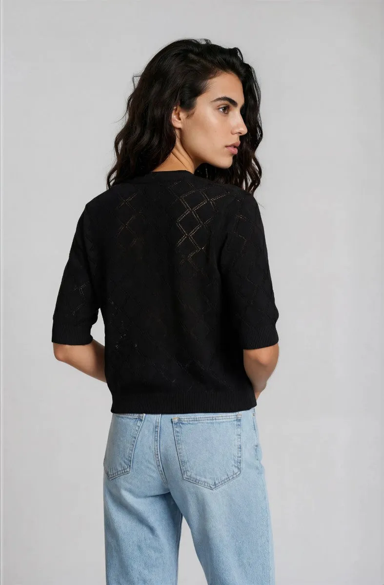 Diamond Knit Open Cardigan - Black sold by Fairweather product image thumbnail 2