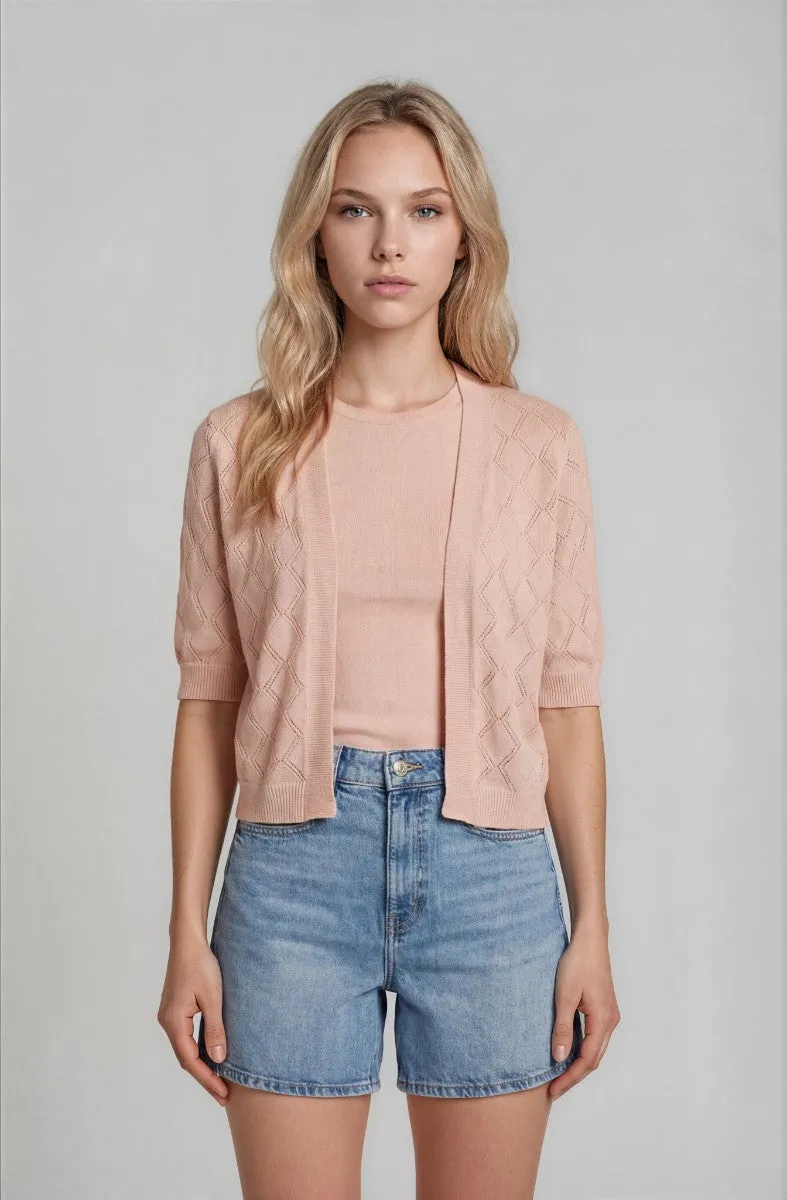 Diamond Knit Open Cardigan - Blush sold by Fairweather