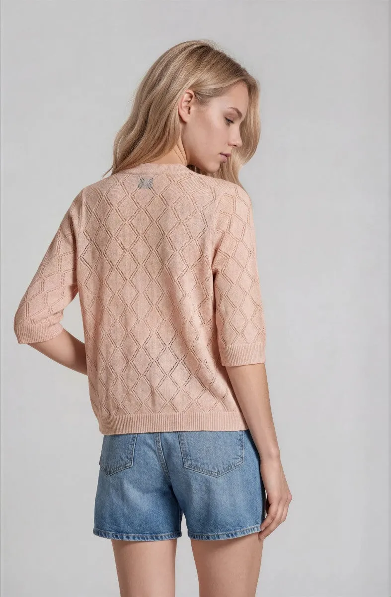 Diamond Knit Open Cardigan - Blush sold by Fairweather product image thumbnail 2