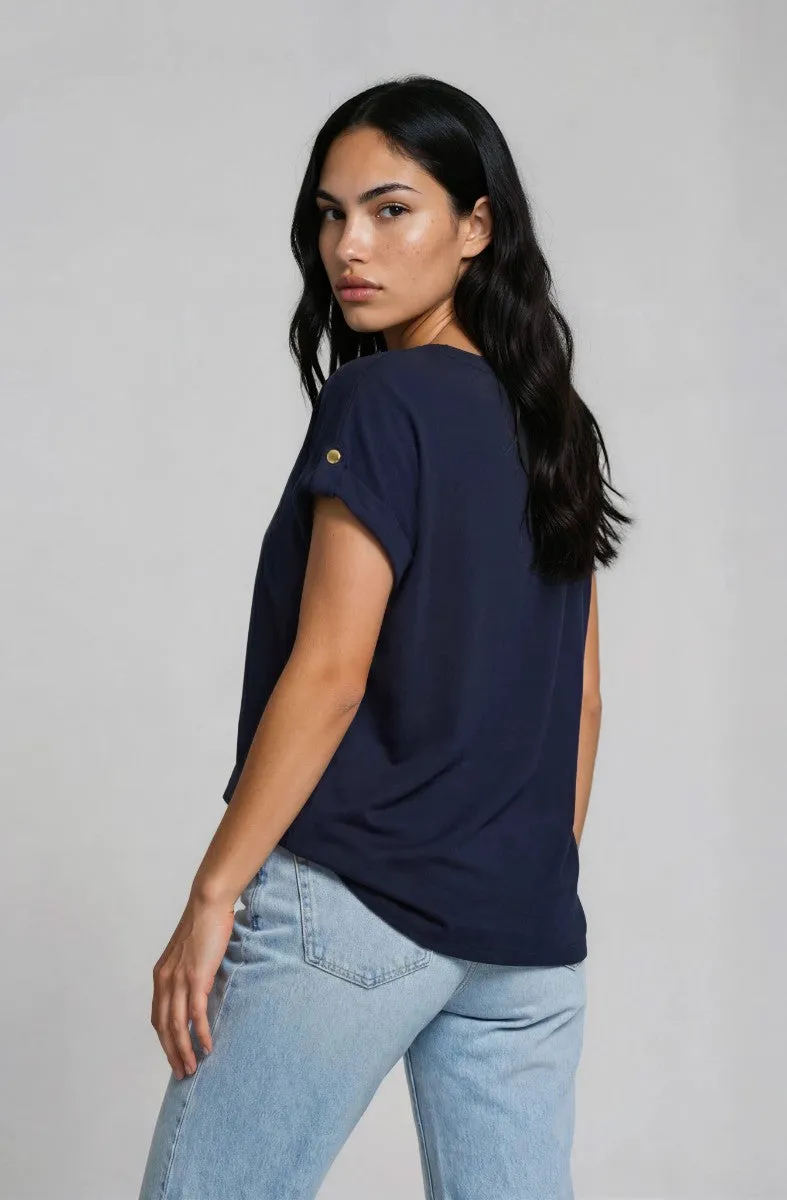 Short Sleeve Crew Neck Top - Navy sold by Fairweather product image thumbnail 2