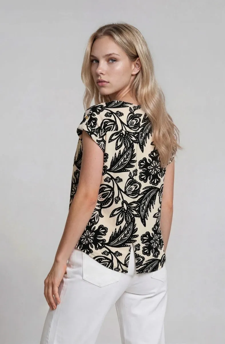Short Sleeve Top with Back Slit - Beige sold by Fairweather product image thumbnail 2