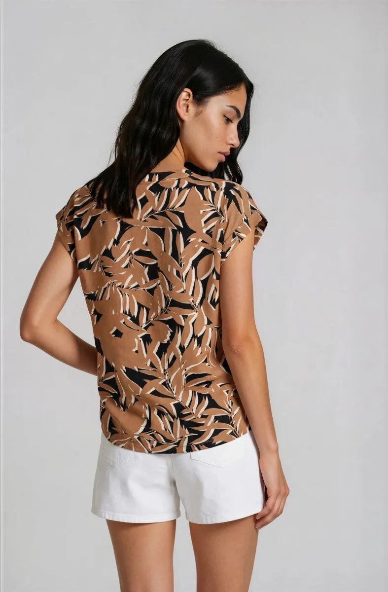 Cap-Sleeve Top with Front Pockets - Brown sold by Fairweather product image thumbnail 2