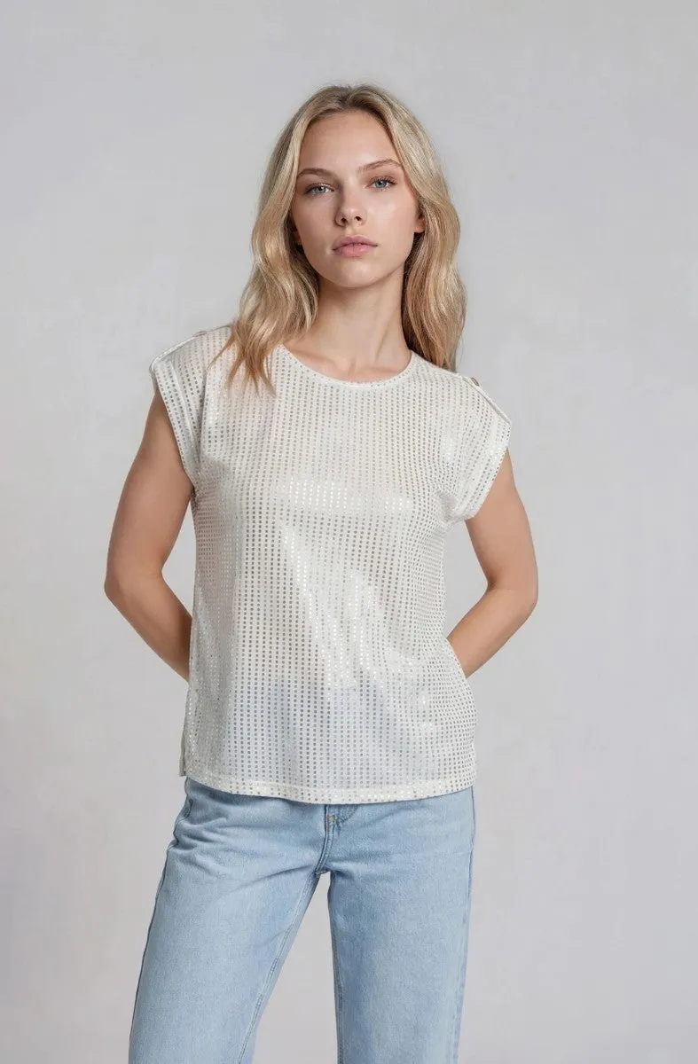 Short Sleeve Top with Back Slit - White sold by Fairweather