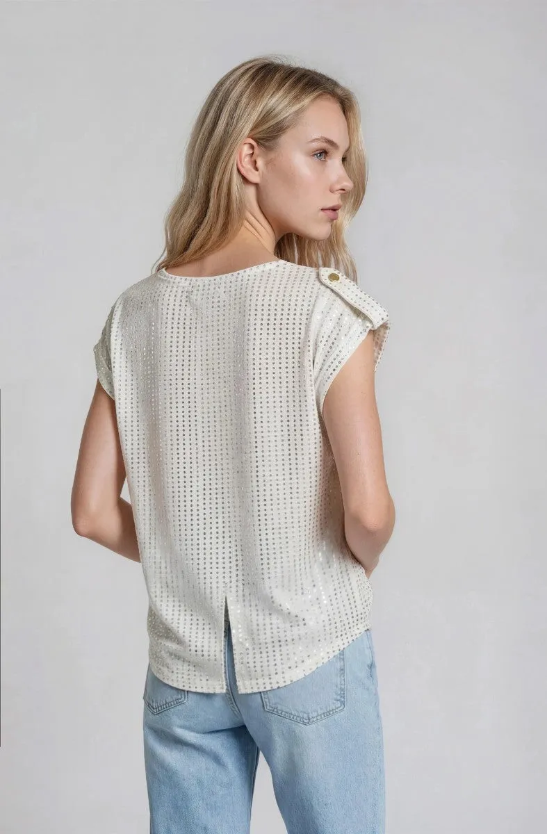 Short Sleeve Top with Back Slit - White sold by Fairweather product image thumbnail 2