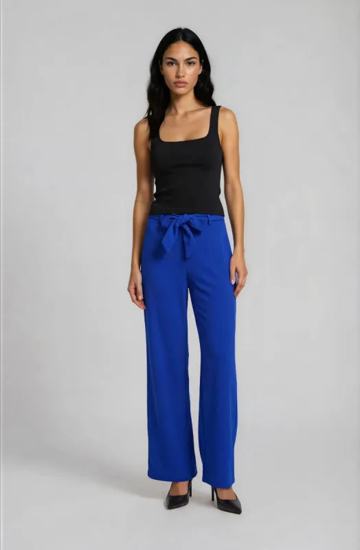 High Waisted Wide Leg Pants - Blue made by Fairweather