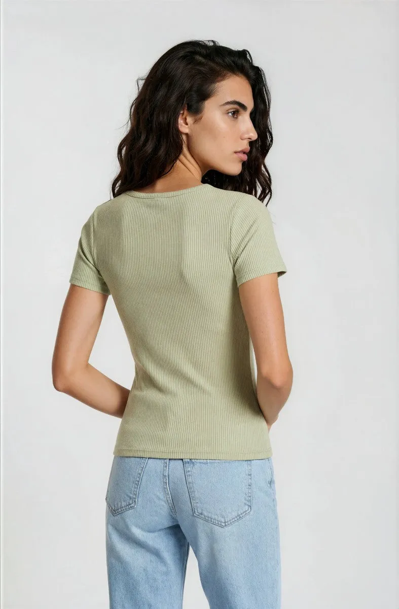 Square Neck Henley Top - Olive sold by Fairweather product image thumbnail 2