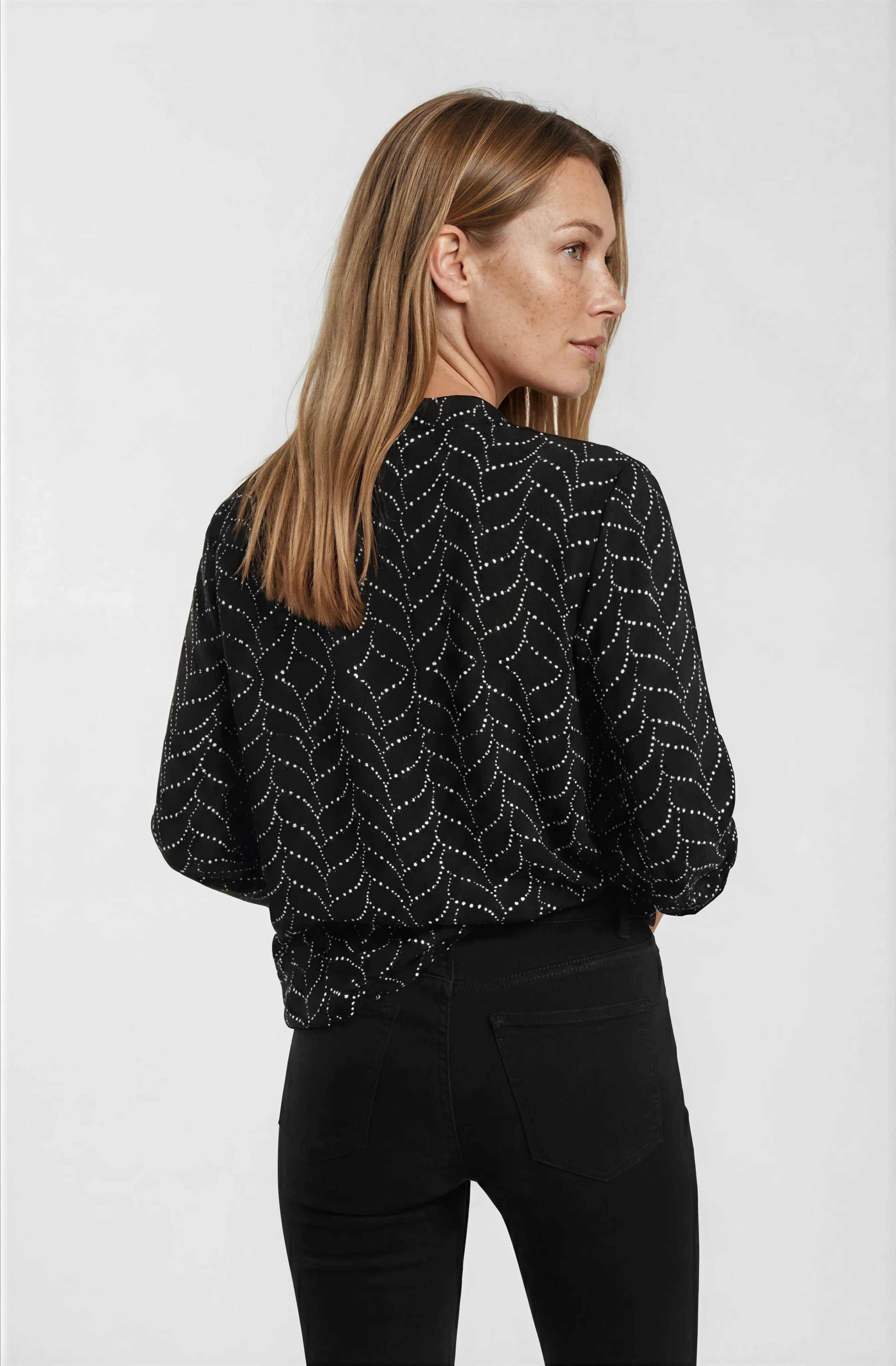 Printed Tie Up Blouse - Black sold by Fairweather product image thumbnail 2