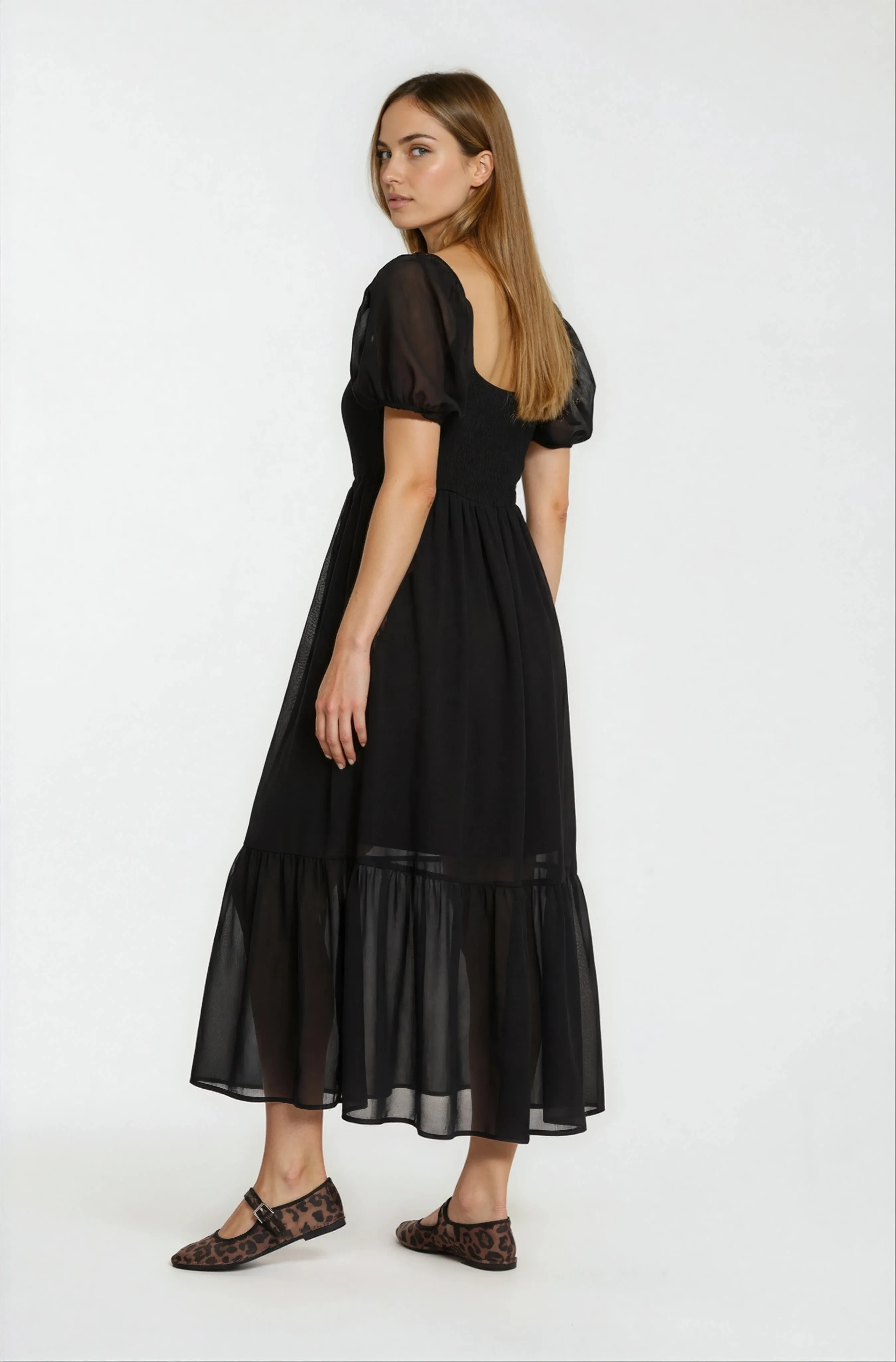 Pleated Puff Sleeve Dress - Black sold by Fairweather product image thumbnail 2