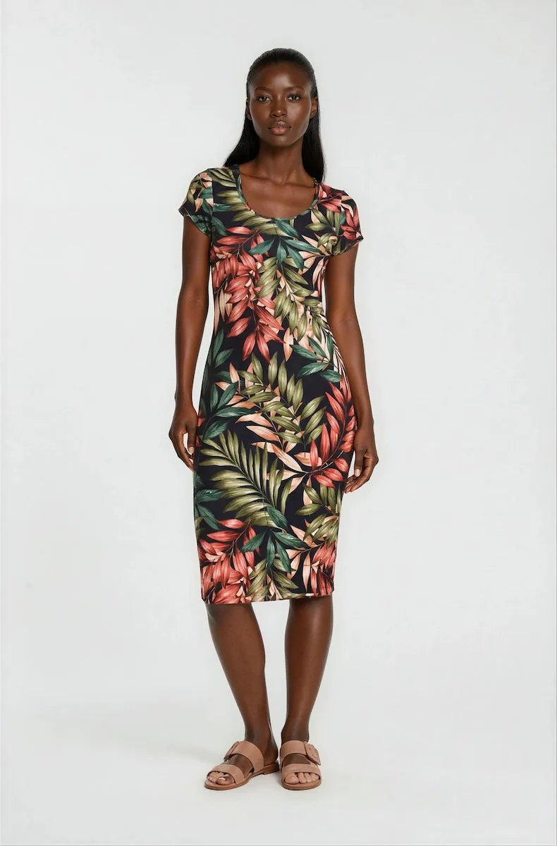 Cap Sleeve Printed Midi Dress - Multi sold by Fairweather