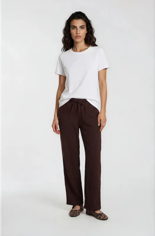 Drawstring Everyday Pants - Brown made by Fairweather