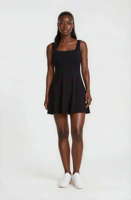 Short Square Neck Skater Dress - Black made by Costa Blanca