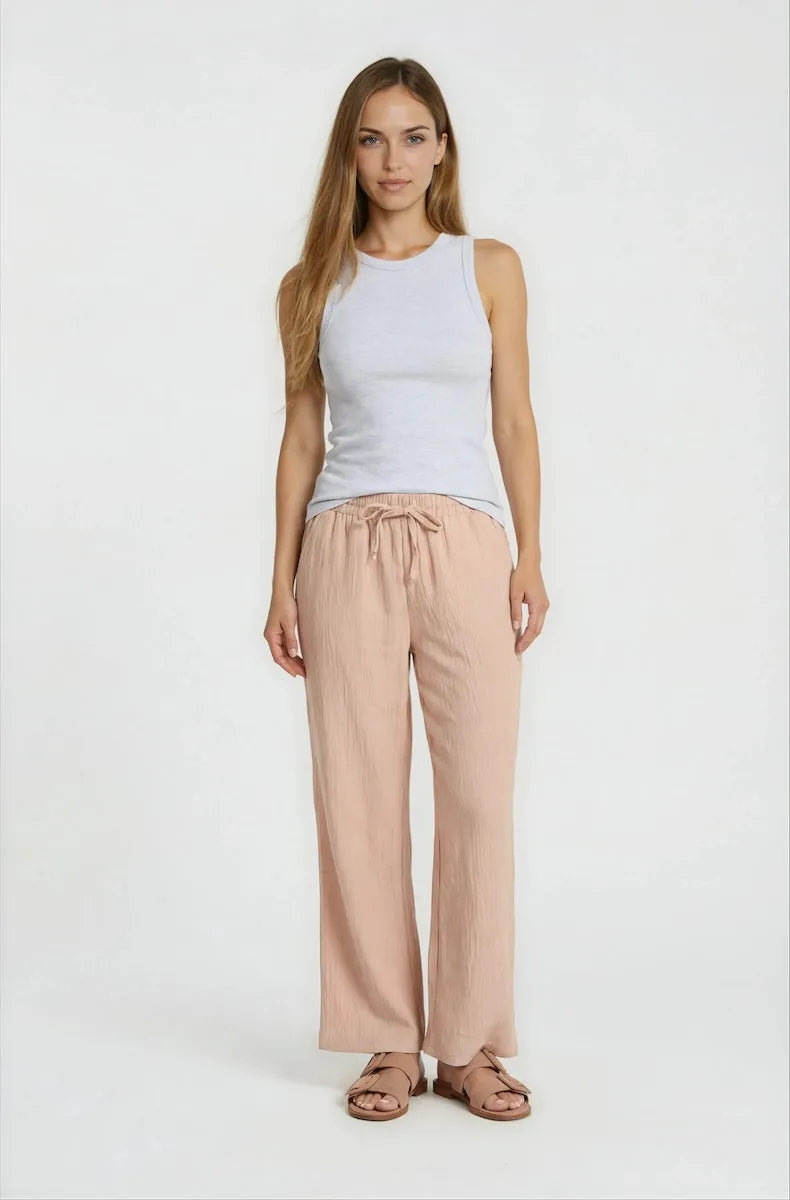 Cropped Wide Leg Pants - Peach sold by Fairweather