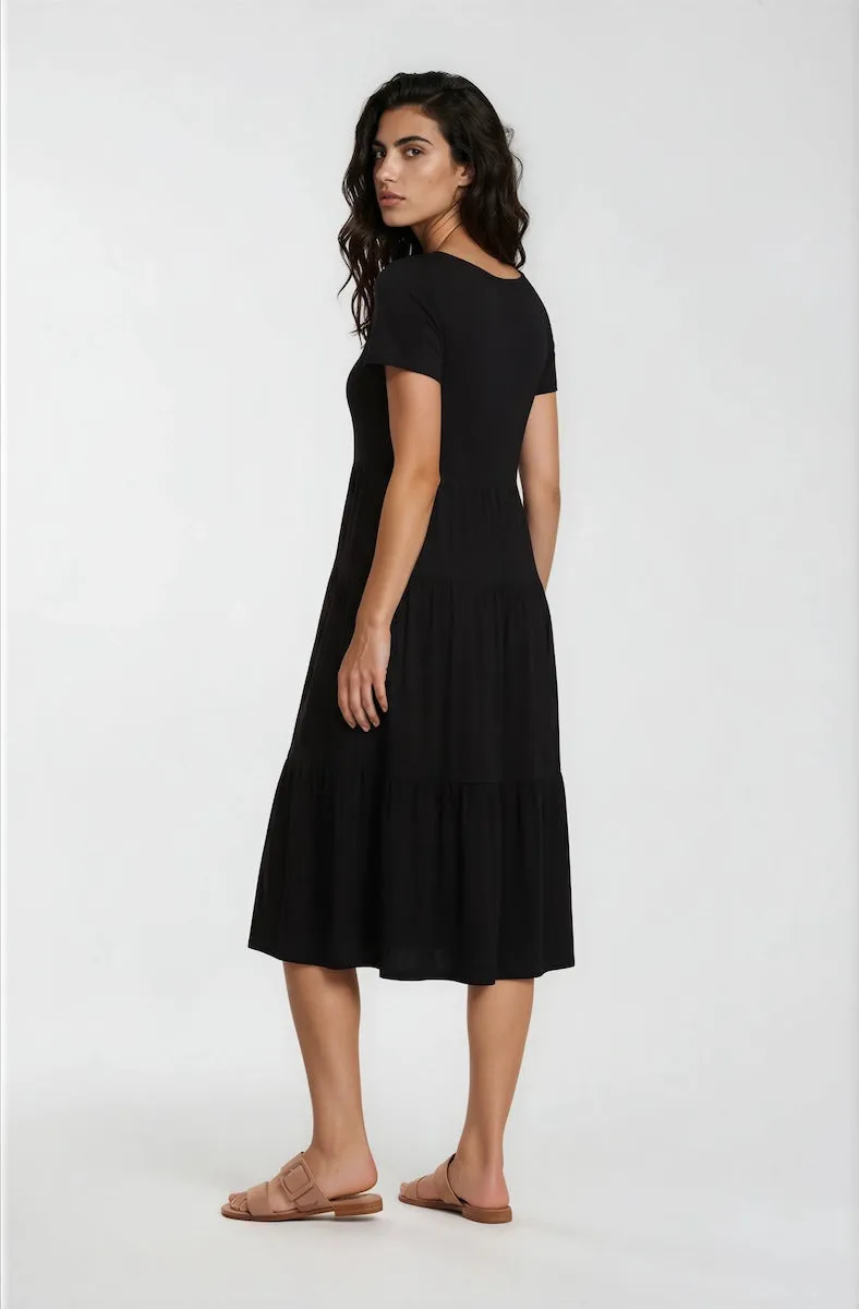 Short Sleeve Tiered Day Dress - Black sold by Fairweather product image thumbnail 2