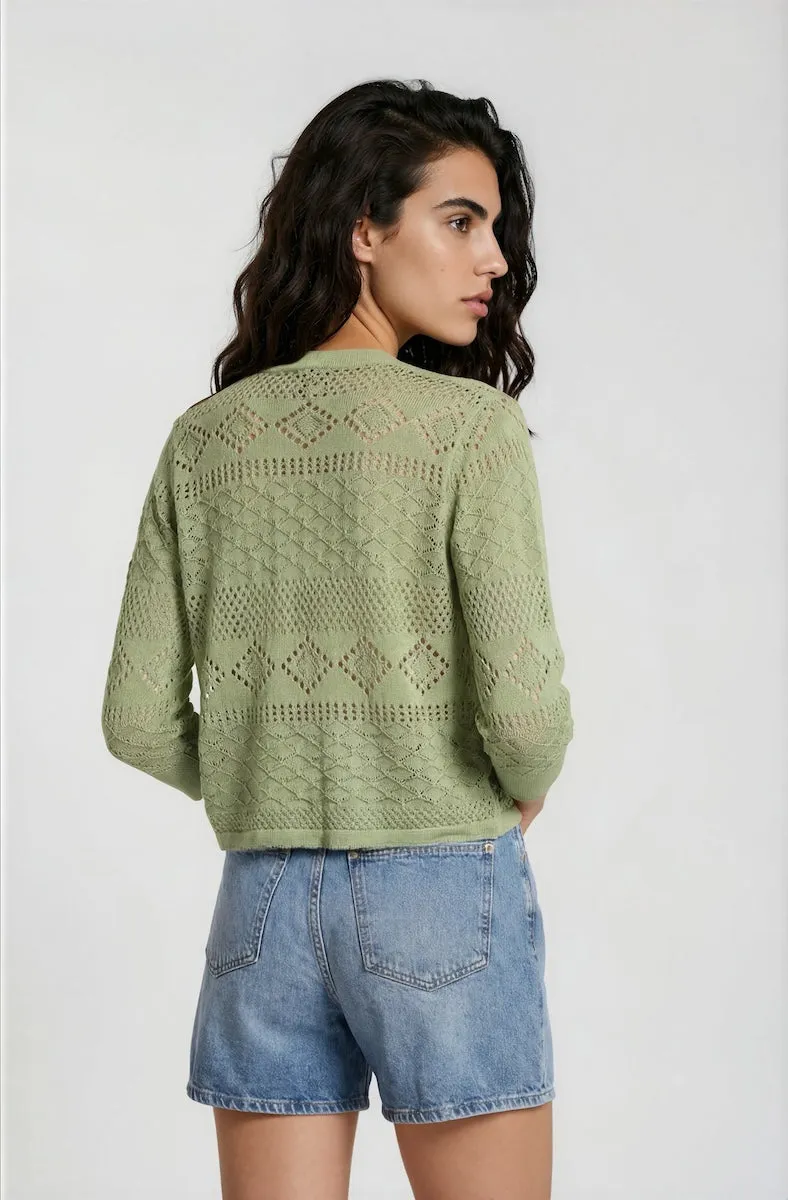 3/4 Sleeve Open Knit Shrug - Mint sold by Fairweather product image thumbnail 2