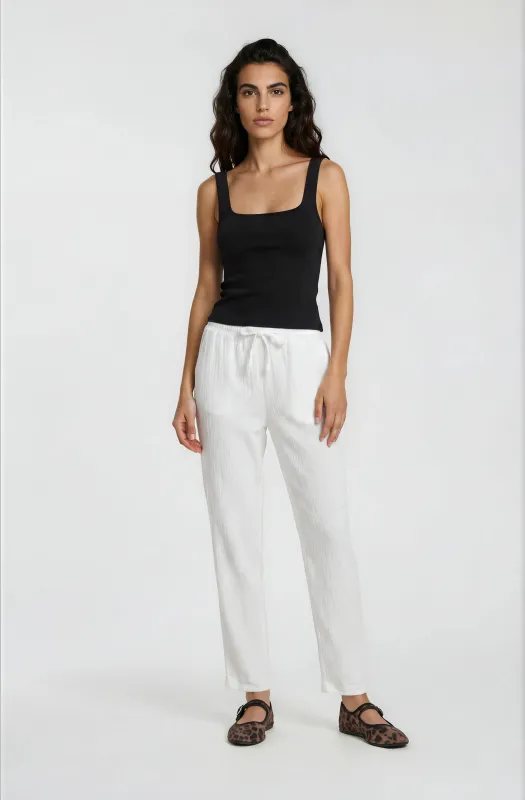 Drawstring Everyday Pants - White made by Fairweather