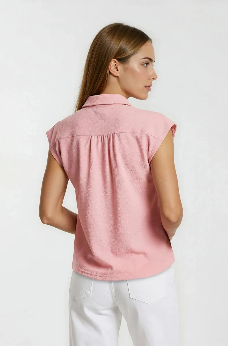 Cap Sleeve Button Down Shirt - Pink sold by Fairweather product image thumbnail 2