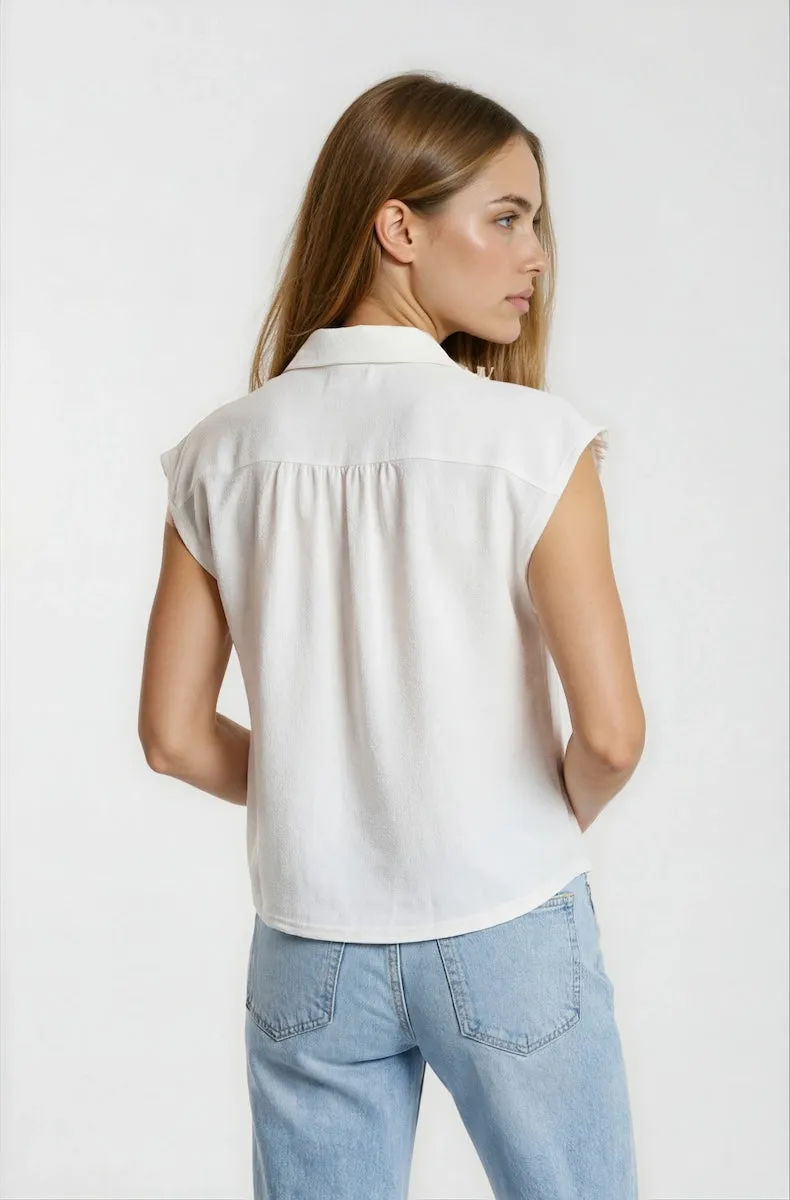 Cap Sleeve Button Down Shirt - White sold by Fairweather product image thumbnail 2