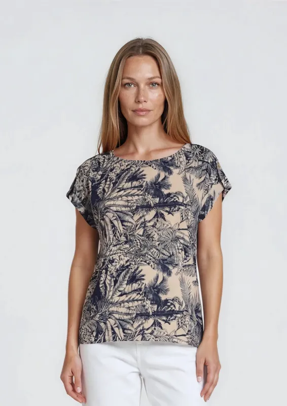 Printed Short Sleeve Top - Navy made by Fairweather