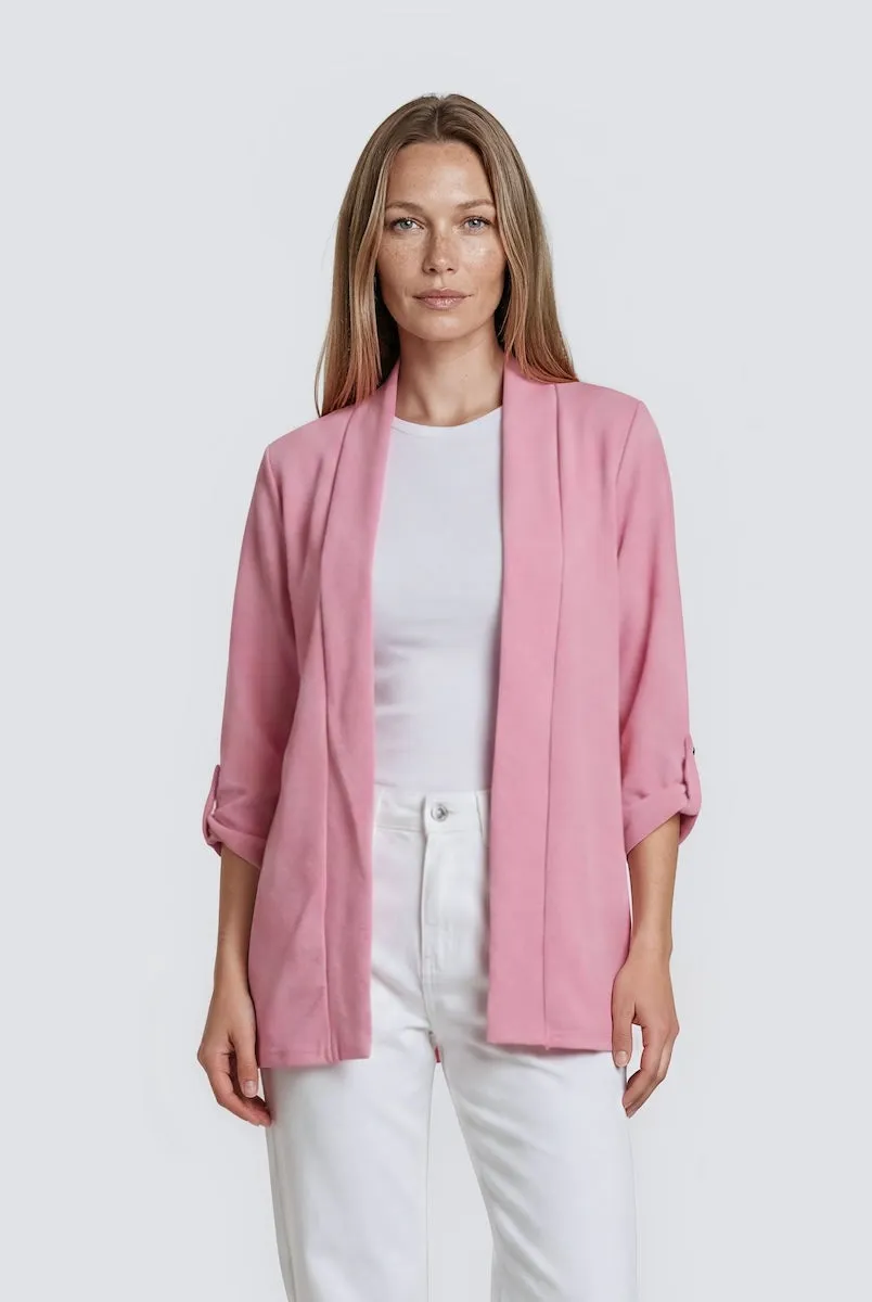 Roll Up Open Blazer - Pink sold by Fairweather