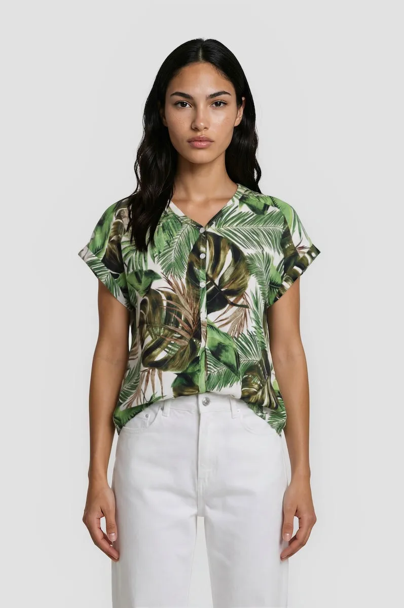 Printed Button Down Top - Green sold by Fairweather