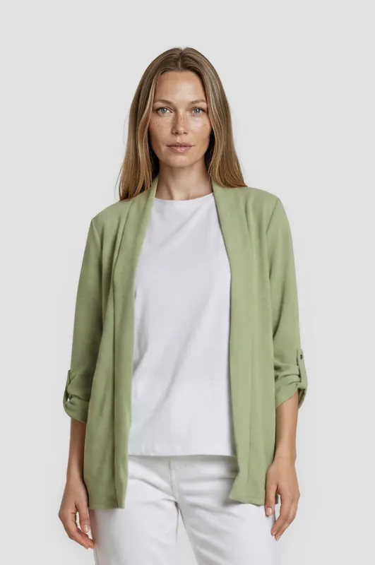 Roll Up Open Blazer - Green made by Fairweather