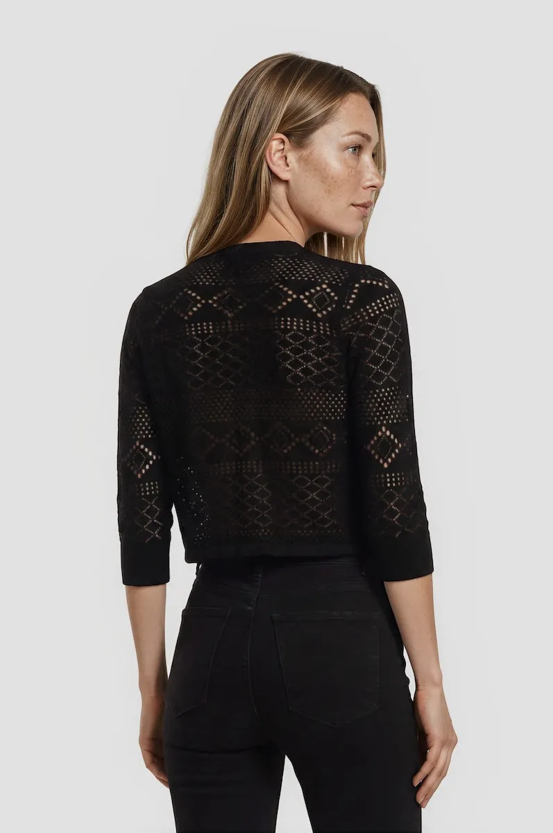 3/4 Sleeve Open Knit Shrug - Black sold by Fairweather product image thumbnail 2
