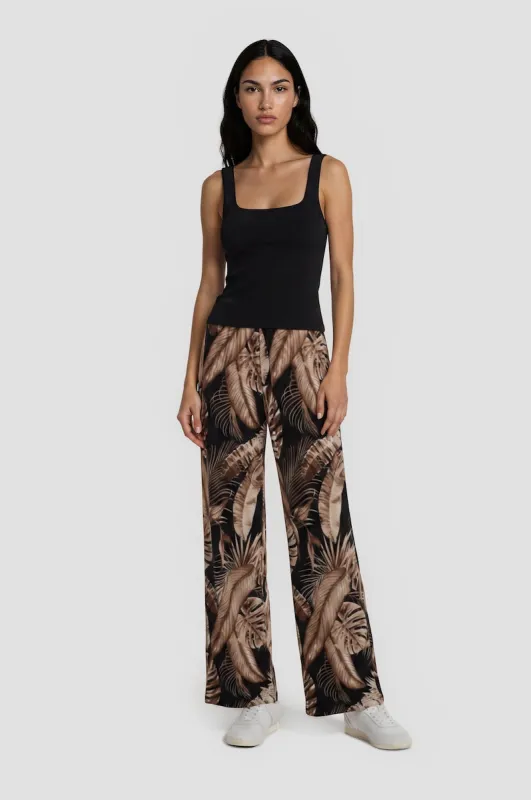 Printed Palazzo Pants - Brown made by Costa Blanca