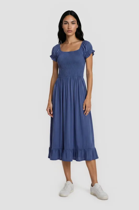 Smocked Maxi Dress - Blue made by Costa Blanca