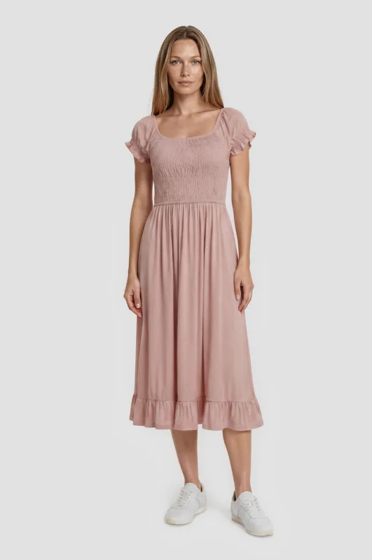 Smocked Maxi Dress - Blush made by Costa Blanca