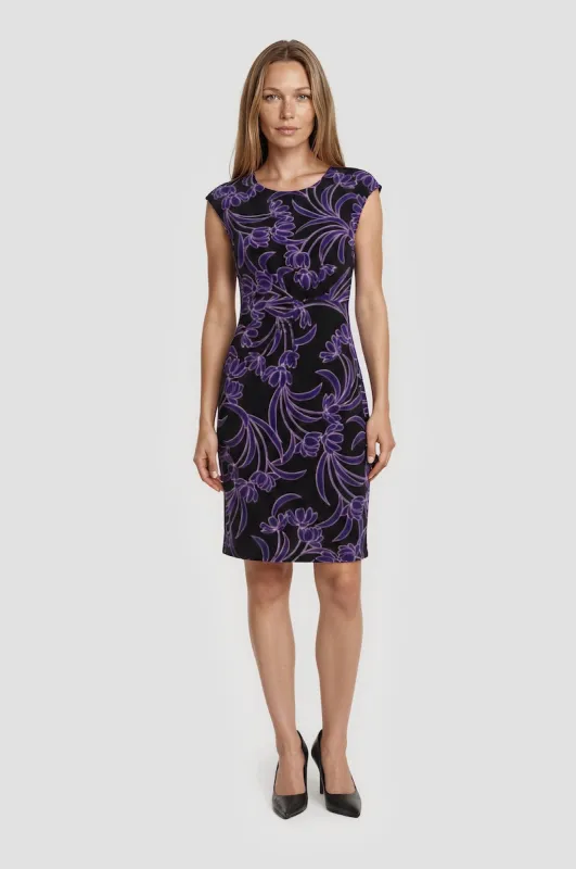 Printed Cap Sleeve Midi Dress - Purple made by Fairweather