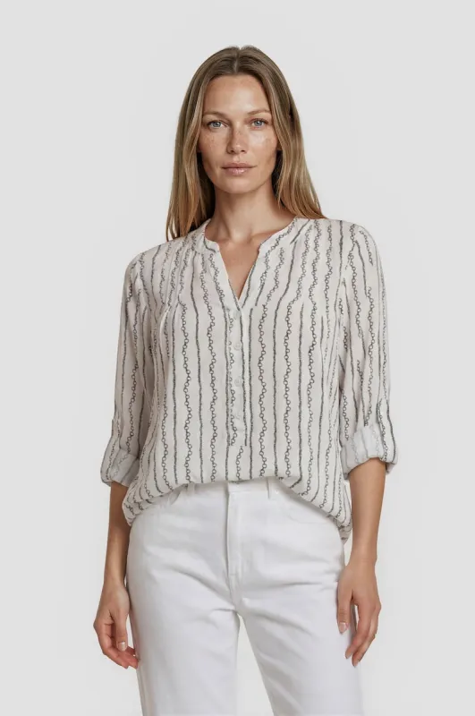 Half Button Up Pleated Shirt - White made by Fairweather