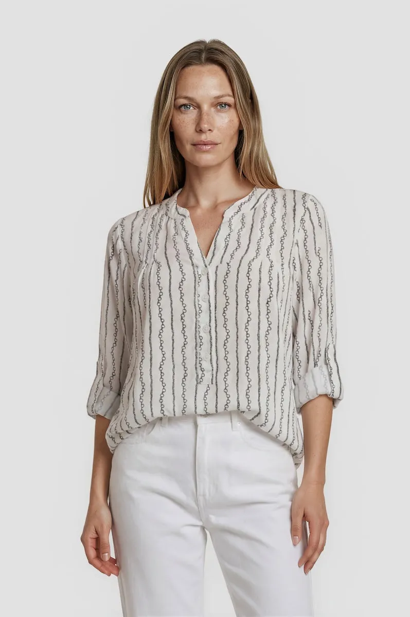 Half Button Up Pleated Shirt - White sold by Fairweather