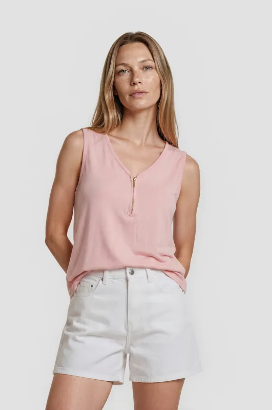 Half Zip Tank Top - Pink made by Fairweather