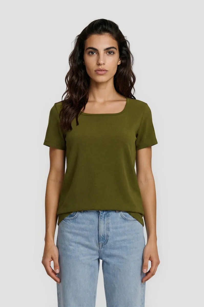 Short Sleeve Square Neck Tee - Green sold by Fairweather