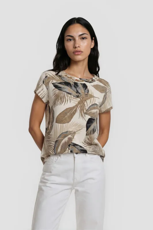 Grommet Neck Tee - Cream made by Fairweather