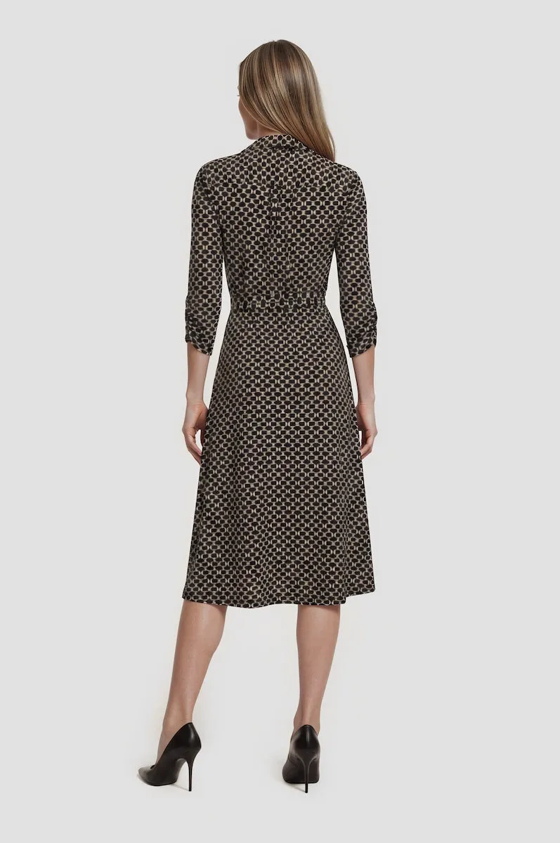 Printed Tie Waist Midi Dress - Black sold by Fairweather product image thumbnail 2
