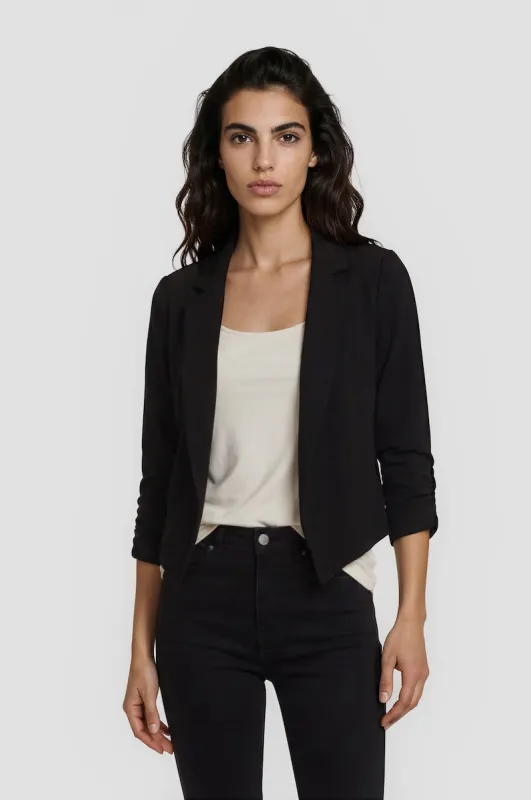 3/4 Sleeve Cropped Blazer - Black made by Fairweather