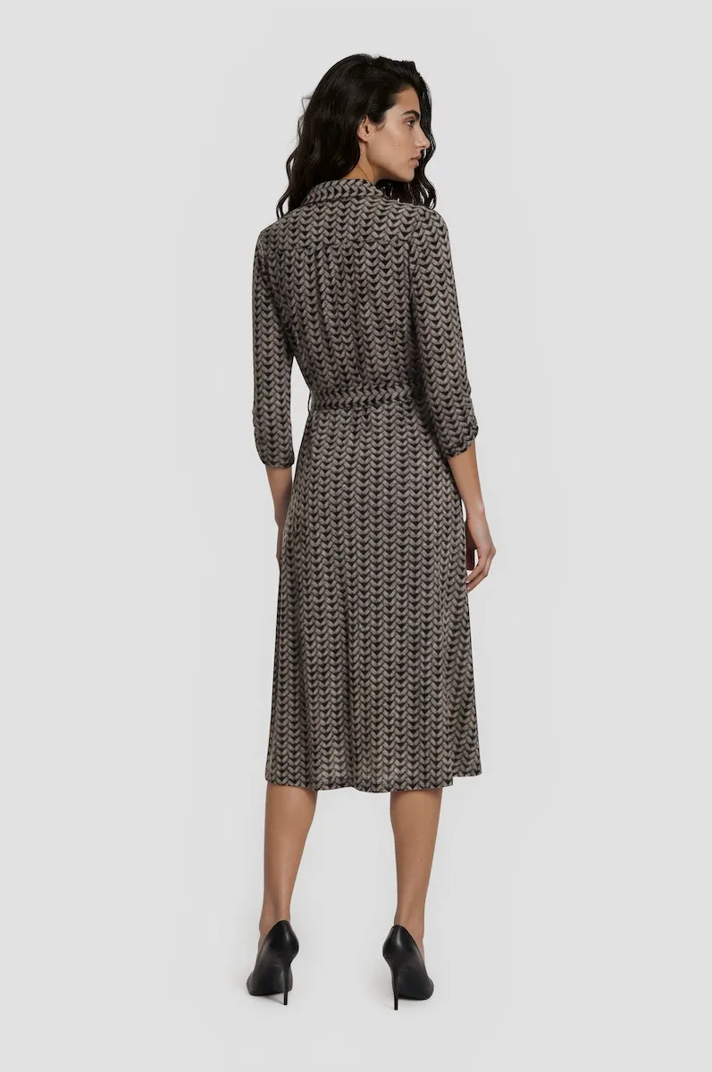 Printed Tie Waist Midi Dress - Black sold by Fairweather product image thumbnail 2