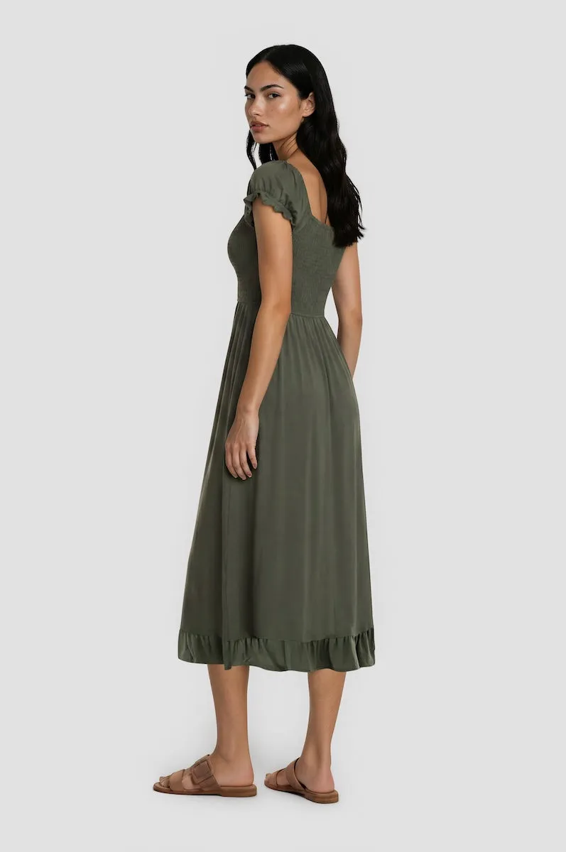 Smocked Maxi Dress - Olive sold by Fairweather product image thumbnail 2