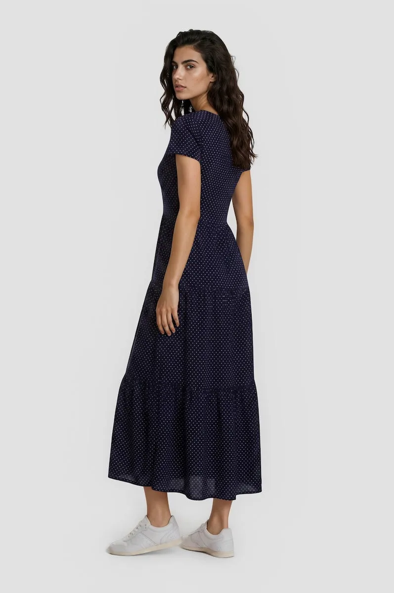 Printed Tiered Maxi Dress - Navy sold by Fairweather product image thumbnail 2