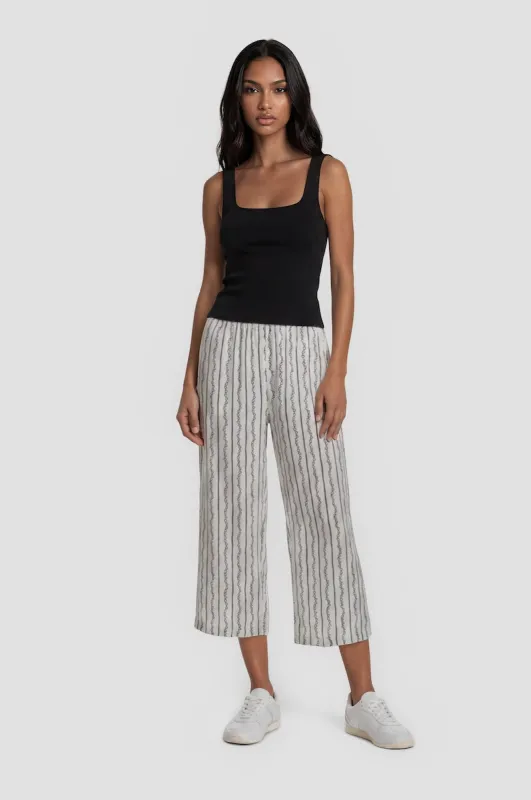 Printed Cropped Pants - White made by Fairweather