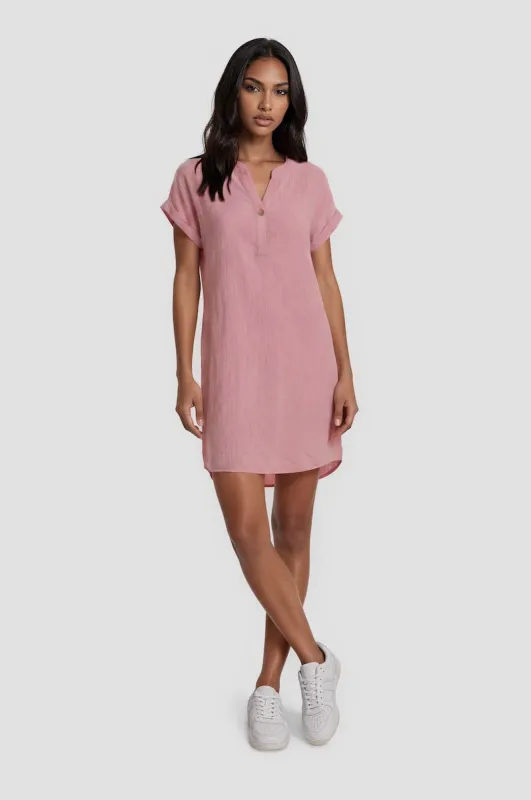 Short Sleeve Day Dress - Pink made by Fairweather